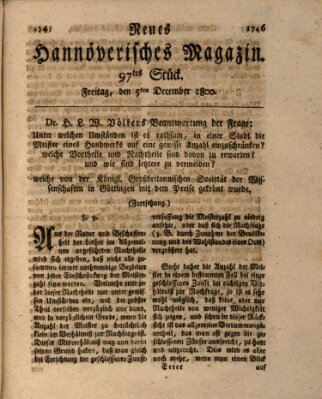 Neues hannoversches Magazin (Hannoversche Anzeigen) Freitag 5. Dezember 1800