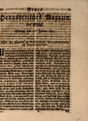 Neues hannoversches Magazin (Hannoversche Anzeigen) Montag 19. Januar 1801