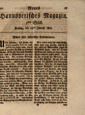 Neues hannoversches Magazin (Hannoversche Anzeigen) Freitag 23. Januar 1801