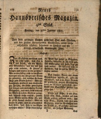 Neues hannoversches Magazin (Hannoversche Anzeigen) Freitag 30. Januar 1801