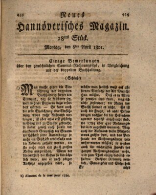 Neues hannoversches Magazin (Hannoversche Anzeigen) Montag 6. April 1801