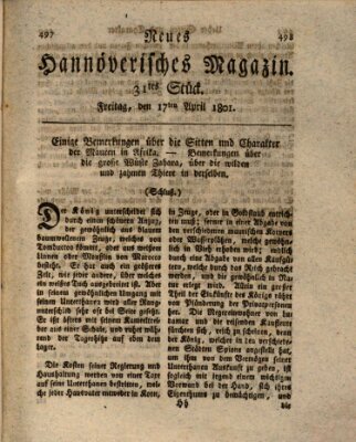 Neues hannoversches Magazin (Hannoversche Anzeigen) Freitag 17. April 1801