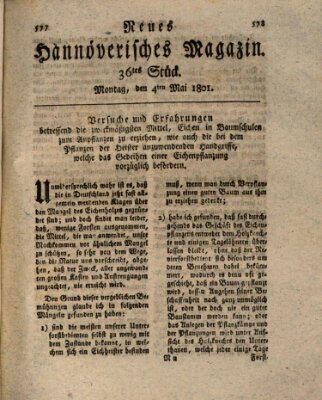 Neues hannoversches Magazin (Hannoversche Anzeigen) Montag 4. Mai 1801