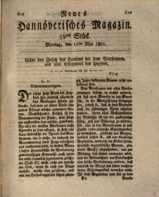 Neues hannoversches Magazin (Hannoversche Anzeigen) Montag 11. Mai 1801