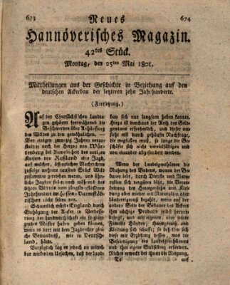 Neues hannoversches Magazin (Hannoversche Anzeigen) Montag 25. Mai 1801