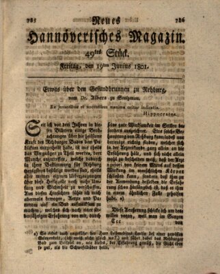 Neues hannoversches Magazin (Hannoversche Anzeigen) Freitag 19. Juni 1801