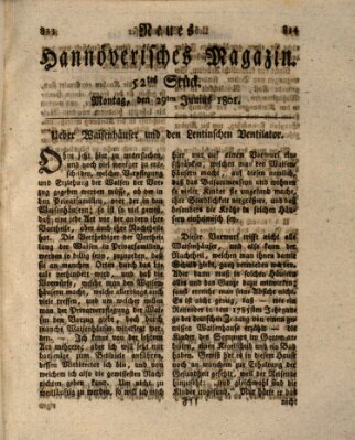 Neues hannoversches Magazin (Hannoversche Anzeigen) Montag 29. Juni 1801