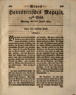 Neues hannoversches Magazin (Hannoversche Anzeigen) Montag 6. Juli 1801