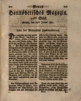 Neues hannoversches Magazin (Hannoversche Anzeigen) Freitag 24. Juli 1801