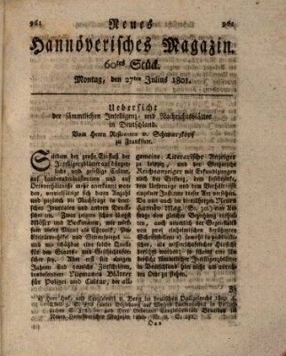 Neues hannoversches Magazin (Hannoversche Anzeigen) Montag 27. Juli 1801