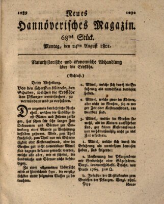 Neues hannoversches Magazin (Hannoversche Anzeigen) Montag 24. August 1801