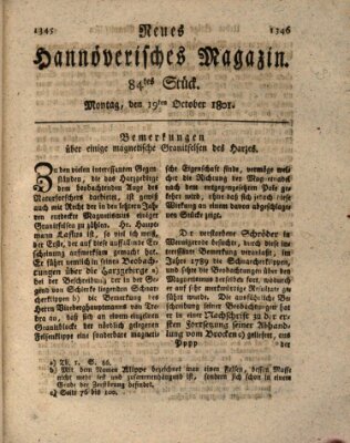 Neues hannoversches Magazin (Hannoversche Anzeigen) Montag 19. Oktober 1801