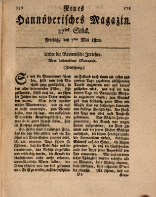 Neues hannoversches Magazin (Hannoversche Anzeigen) Freitag 7. Mai 1802