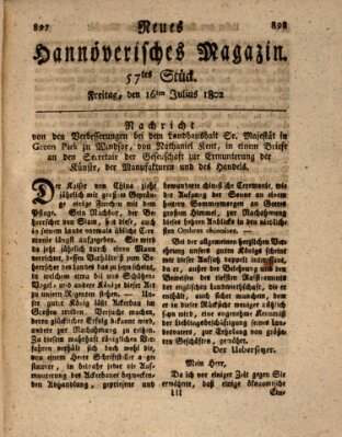 Neues hannoversches Magazin (Hannoversche Anzeigen) Freitag 16. Juli 1802