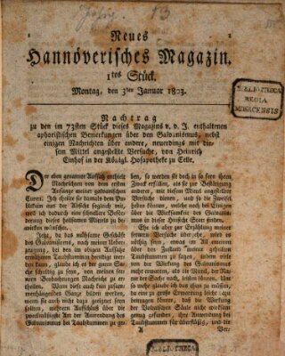 Neues hannoversches Magazin (Hannoversche Anzeigen) Montag 3. Januar 1803