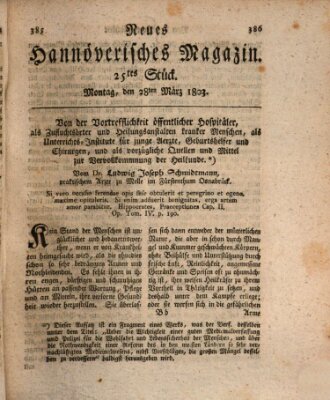 Neues hannoversches Magazin (Hannoversche Anzeigen) Montag 28. März 1803