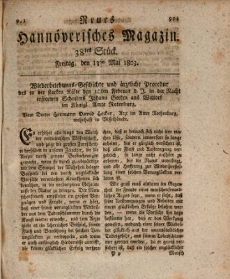 Neues hannoversches Magazin (Hannoversche Anzeigen) Freitag 13. Mai 1803