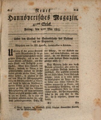 Neues hannoversches Magazin (Hannoversche Anzeigen) Freitag 20. Mai 1803