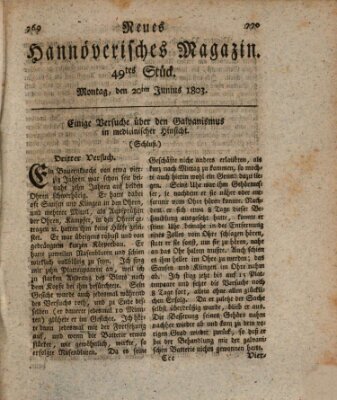 Neues hannoversches Magazin (Hannoversche Anzeigen) Montag 20. Juni 1803