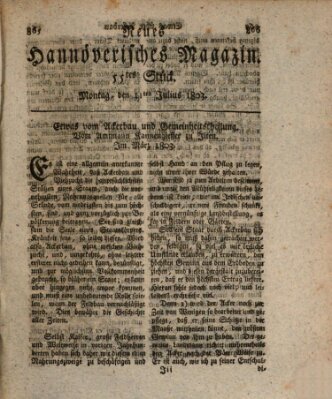 Neues hannoversches Magazin (Hannoversche Anzeigen) Montag 11. Juli 1803