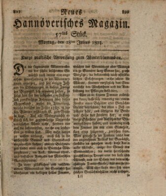 Neues hannoversches Magazin (Hannoversche Anzeigen) Montag 18. Juli 1803