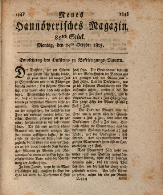 Neues hannoversches Magazin (Hannoversche Anzeigen) Montag 24. Oktober 1803