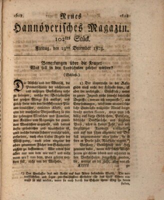 Neues hannoversches Magazin (Hannoversche Anzeigen) Freitag 23. Dezember 1803