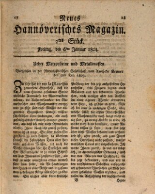 Neues hannoversches Magazin (Hannoversche Anzeigen) Freitag 6. Januar 1804