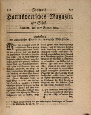 Neues hannoversches Magazin (Hannoversche Anzeigen) Montag 30. Januar 1804