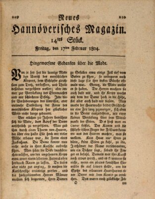 Neues hannoversches Magazin (Hannoversche Anzeigen) Freitag 17. Februar 1804