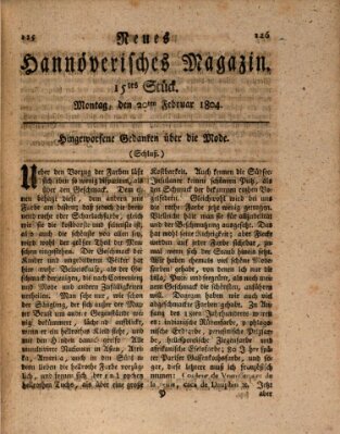 Neues hannoversches Magazin (Hannoversche Anzeigen) Montag 20. Februar 1804