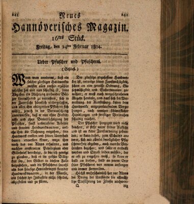 Neues hannoversches Magazin (Hannoversche Anzeigen) Freitag 24. Februar 1804