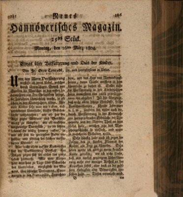 Neues hannoversches Magazin (Hannoversche Anzeigen) Montag 26. März 1804