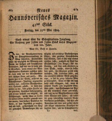 Neues hannoversches Magazin (Hannoversche Anzeigen) Freitag 25. Mai 1804