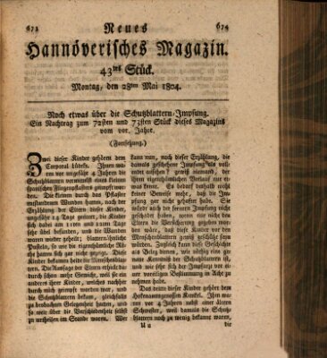 Neues hannoversches Magazin (Hannoversche Anzeigen) Montag 28. Mai 1804