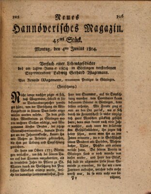 Neues hannoversches Magazin (Hannoversche Anzeigen) Montag 4. Juni 1804