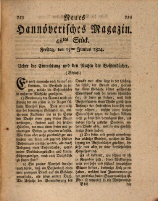 Neues hannoversches Magazin (Hannoversche Anzeigen) Freitag 15. Juni 1804