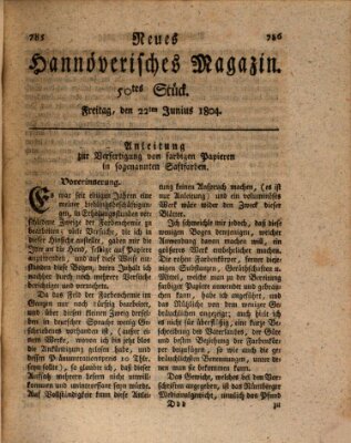 Neues hannoversches Magazin (Hannoversche Anzeigen) Freitag 22. Juni 1804