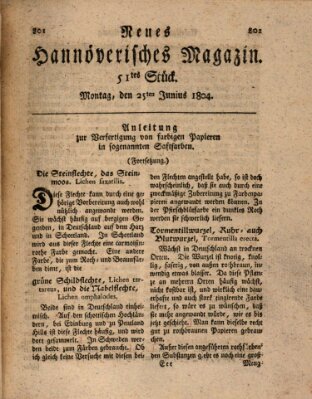 Neues hannoversches Magazin (Hannoversche Anzeigen) Montag 25. Juni 1804