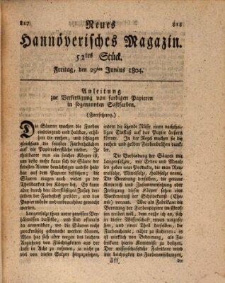 Neues hannoversches Magazin (Hannoversche Anzeigen) Freitag 29. Juni 1804