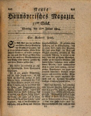 Neues hannoversches Magazin (Hannoversche Anzeigen) Montag 16. Juli 1804