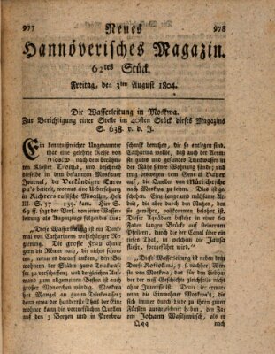 Neues hannoversches Magazin (Hannoversche Anzeigen) Freitag 3. August 1804