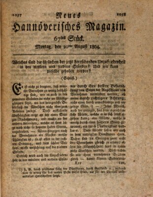 Neues hannoversches Magazin (Hannoversche Anzeigen) Montag 20. August 1804