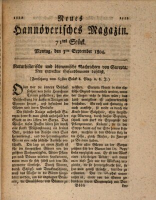 Neues hannoversches Magazin (Hannoversche Anzeigen) Montag 3. September 1804