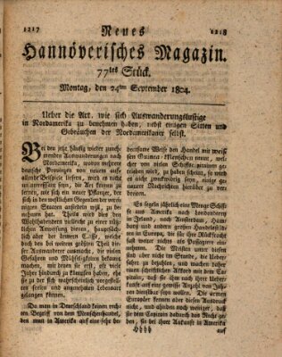 Neues hannoversches Magazin (Hannoversche Anzeigen) Montag 24. September 1804