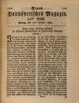 Neues hannoversches Magazin (Hannoversche Anzeigen) Freitag 19. Oktober 1804