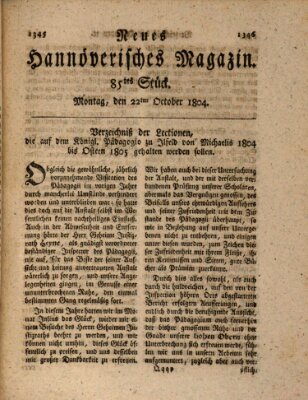 Neues hannoversches Magazin (Hannoversche Anzeigen) Montag 22. Oktober 1804