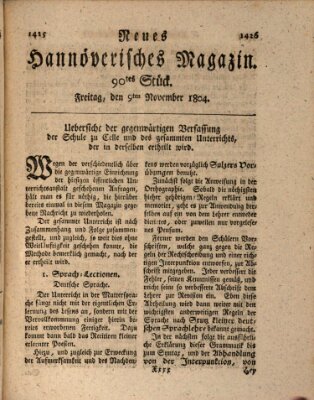 Neues hannoversches Magazin (Hannoversche Anzeigen) Freitag 9. November 1804