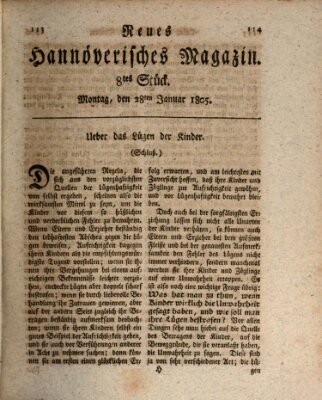 Neues hannoversches Magazin (Hannoversche Anzeigen) Montag 28. Januar 1805