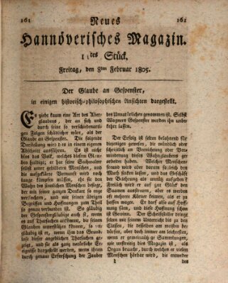 Neues hannoversches Magazin (Hannoversche Anzeigen) Freitag 8. Februar 1805